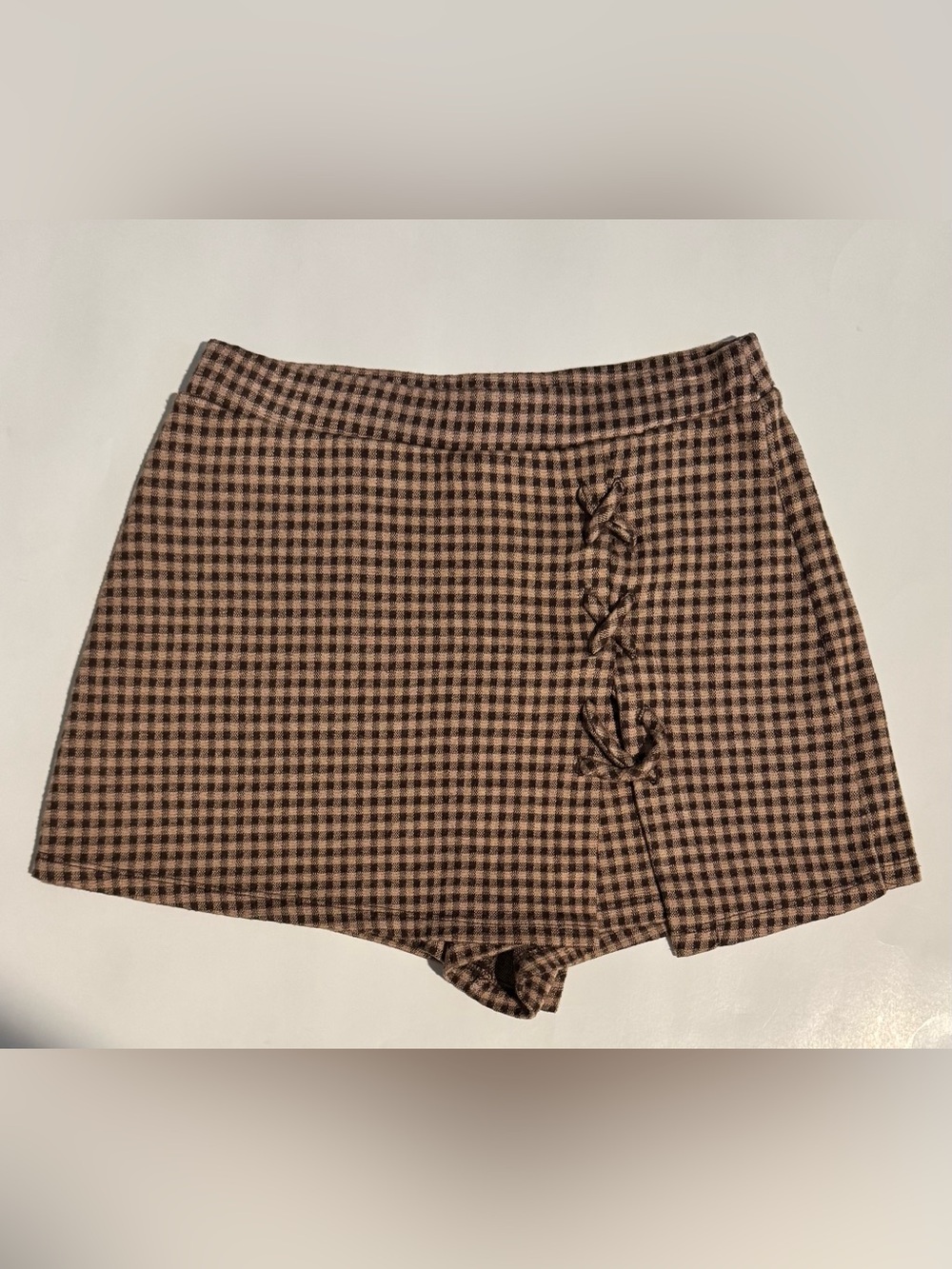 KIRIOUS Brown Plaid Skort